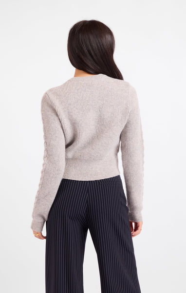 Bree Cable Knit Sweater - Grey