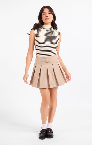 Brioche Mock Neck Knit Tank - Cream