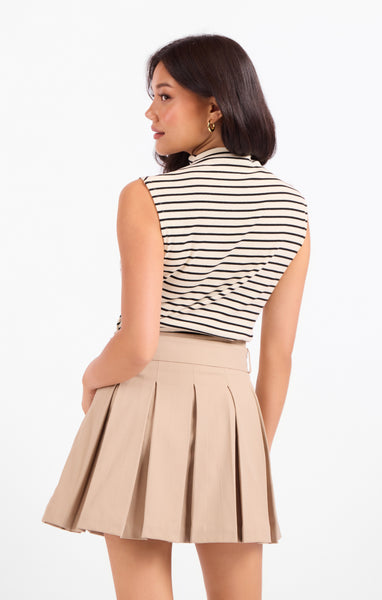 Brioche Mock Neck Knit Tank - Cream