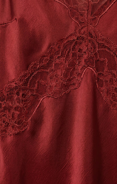 Bruna Lace Inset Midi Dress - Red