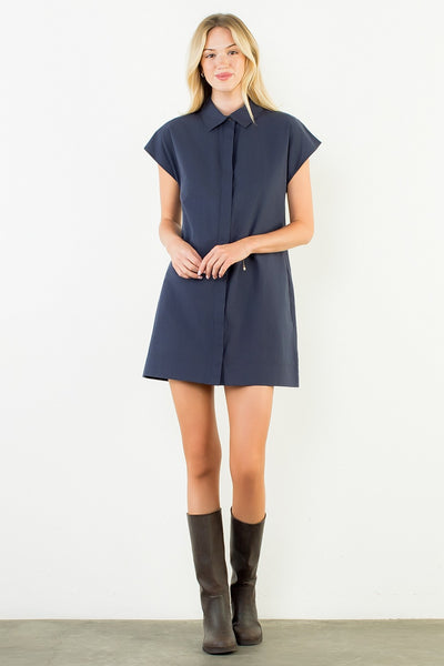 Button Down Collared Mini - Navy