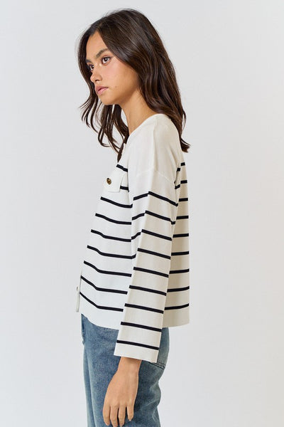 Button Up Cardigan Top - Ivory