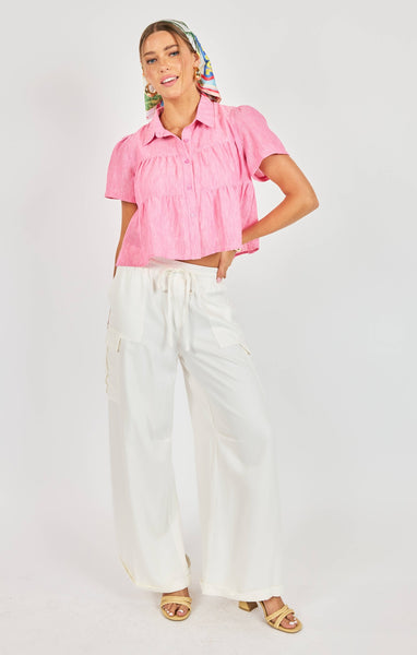 By The Sea Tiered Shirt - Pink