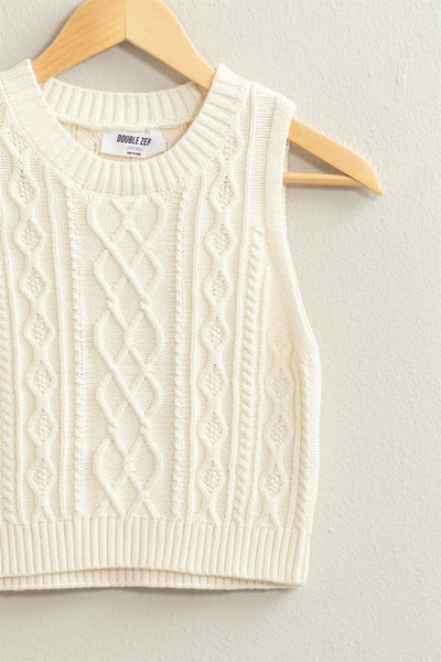 Cable Knit Crop Top - Ivory