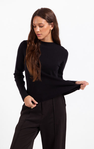 Calista Mock Neck Sweater - Black