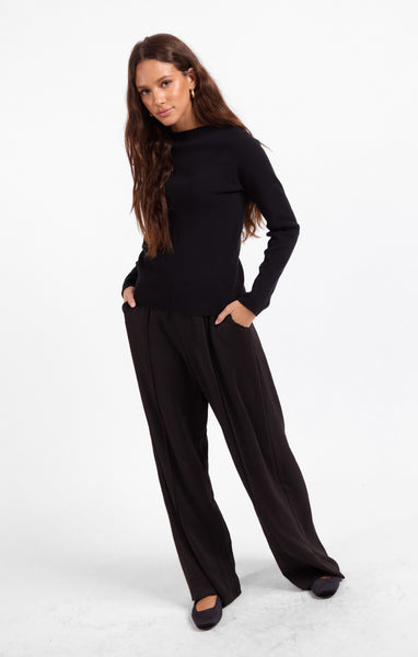 Calista Mock Neck Sweater - Black