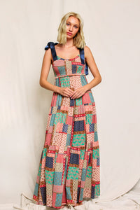 Camelia Denim Patch Dress - Pink