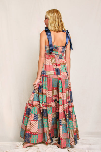 Camelia Denim Patch Dress - Pink