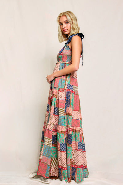 Camelia Denim Patch Dress - Pink