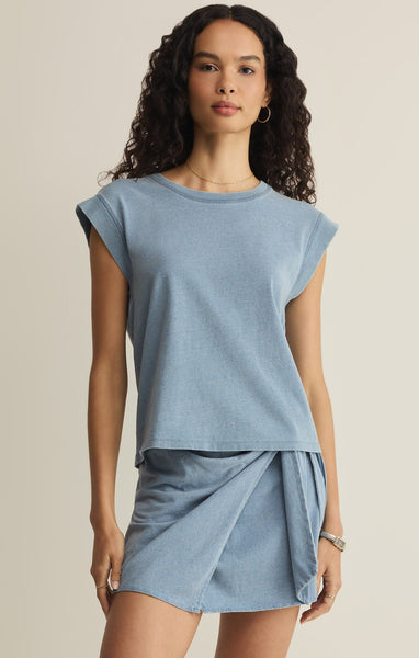 Camino Jersey Denim Top - Denim