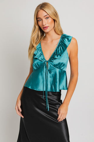 Candice Ruffle Top - Turquoise
