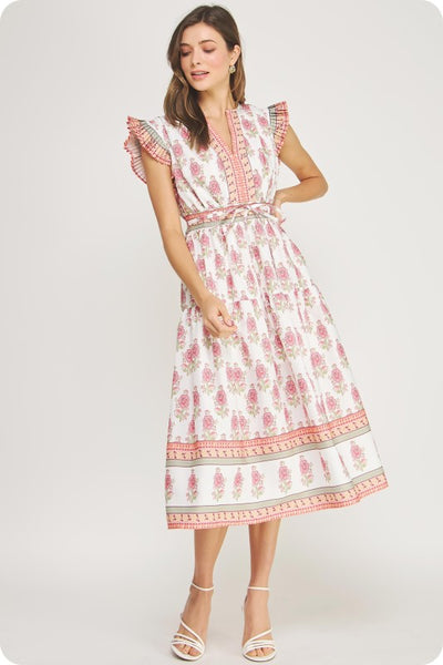 Carmen Floral Dress - Pink