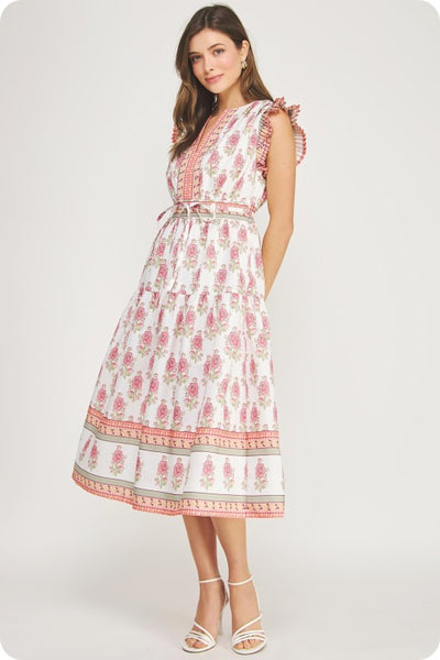 Carmen Floral Dress - Pink