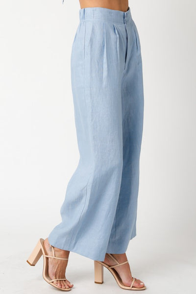 Carrie Linen Pants - Blue