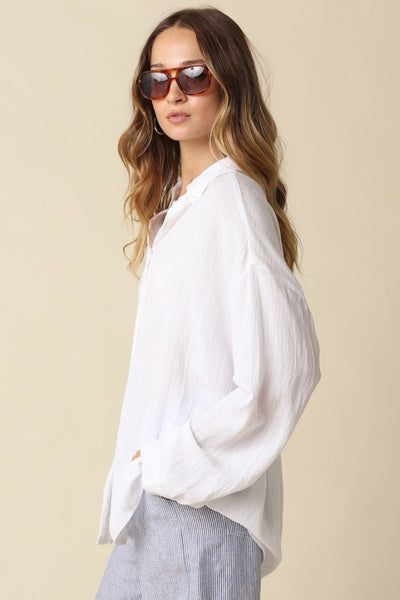 Carrie Oversized Button Up - White