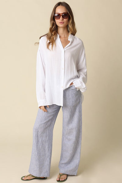 Carrie Oversized Button Up - White