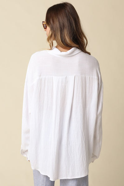 Carrie Oversized Button Up - White