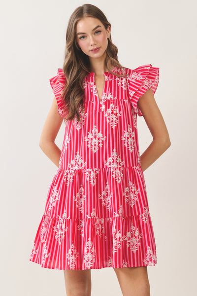 Cassie Floral Babydoll Mini - Red