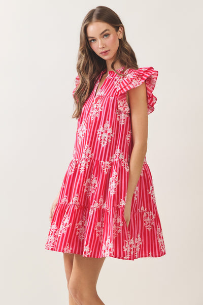 Cassie Floral Babydoll Mini - Red