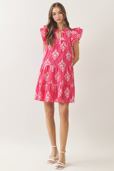 Cassie Floral Babydoll Mini - Red