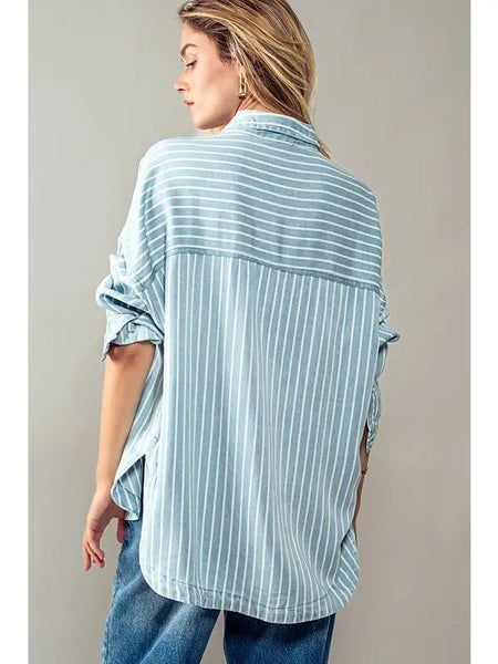 Casual Double Pocket Shirt - Blue