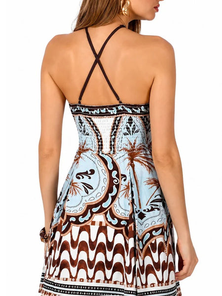 Cecilia Haleter Mini Dress - Brown