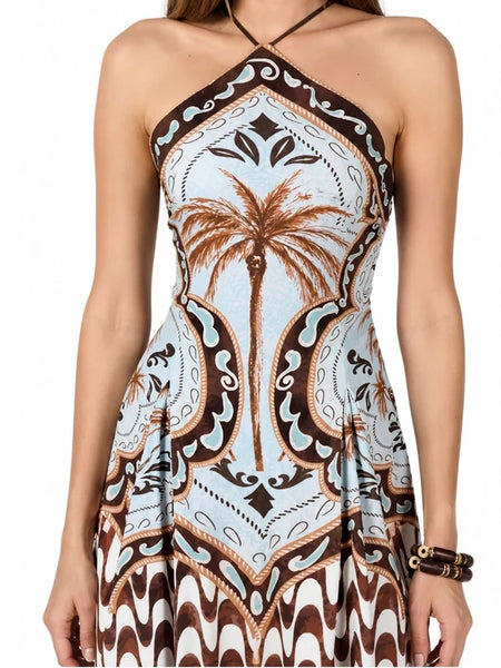 Cecilia Haleter Mini Dress - Brown