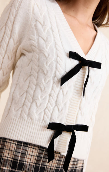 Celeste Bows Cardigan - Cream