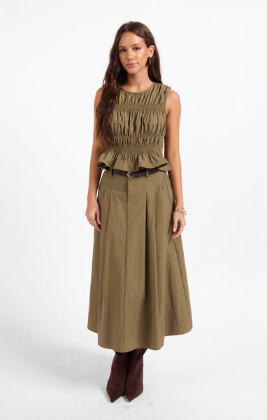 Central Park Ruched Tank - Olive