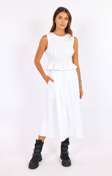 Central Park Ruched Tank - White