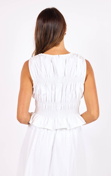 Central Park Ruched Tank - White
