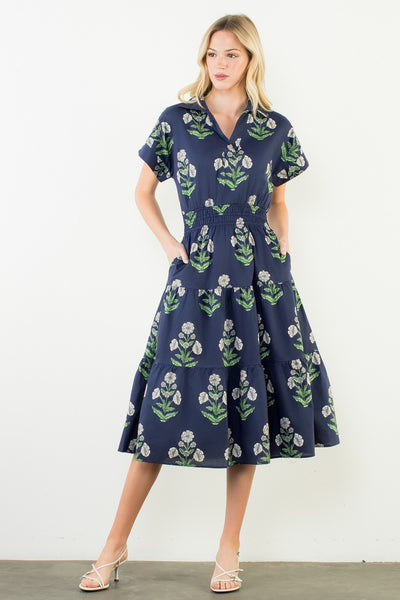 Chandis Midi Dress - Navy