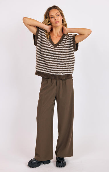 Chantal Stripe Vest - Brown