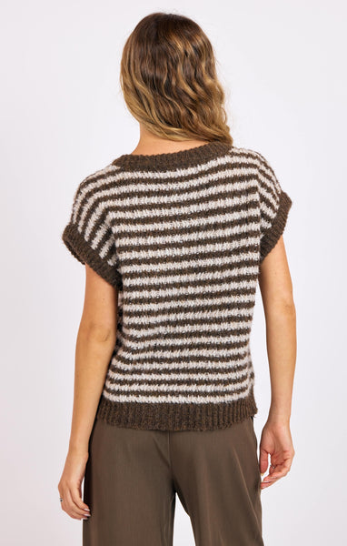 Chantal Stripe Vest - Brown