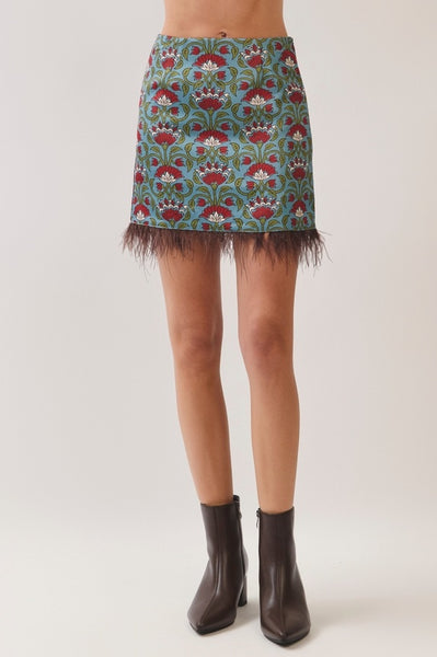 Chelsea Feather Trim Skirt - Multi