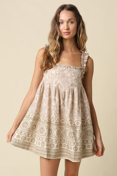 Chloe Babydoll Mini Dress - Khaki