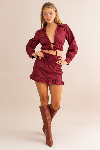 Christie Mini Skirt - Burgundy