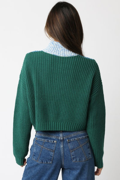 Claire Zip Up Knit Top - Green