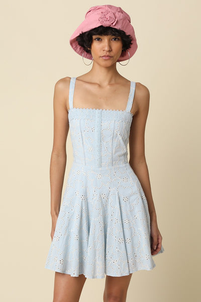 Clara Pleated Mini Dress - Blue