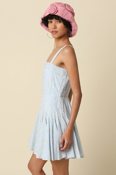 Clara Pleated Mini Dress - Blue