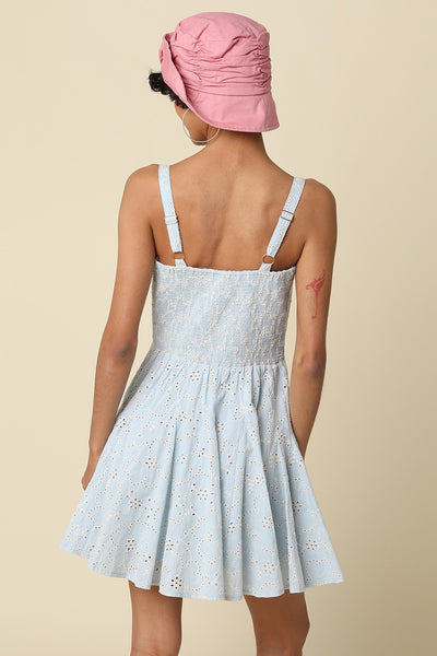 Clara Pleated Mini Dress - Blue