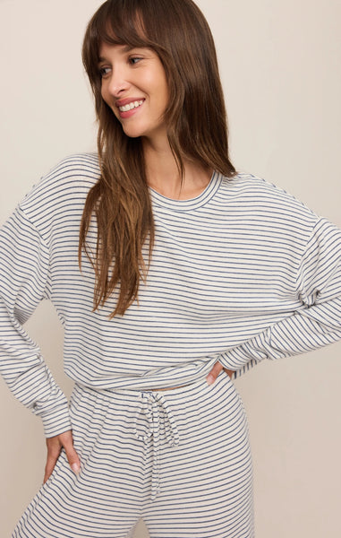 Classic Stripe Ls Top - Navy