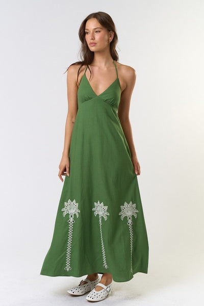 Colette Emb Maxi Dress - Green