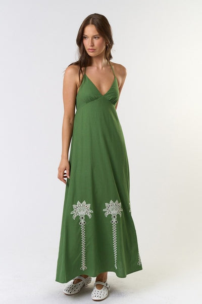 Colette Emb Maxi Dress - Green