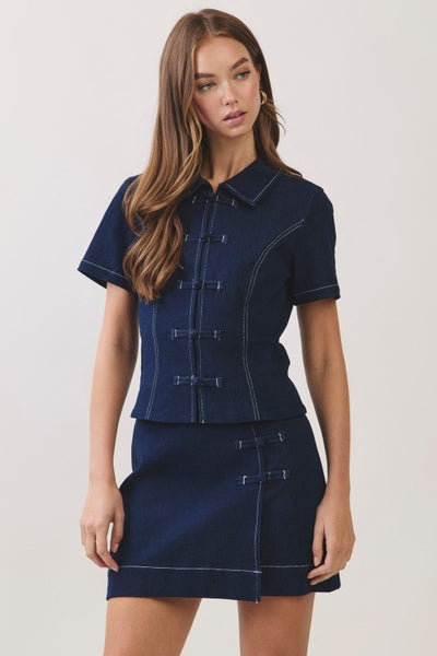 Contrast Stitch Denim Top - Denim