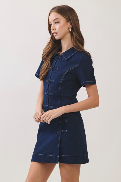 Contrast Stitch Denim Top - Denim