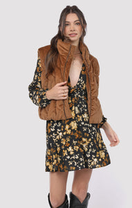 Cosmic Quilted Vest - Brown
