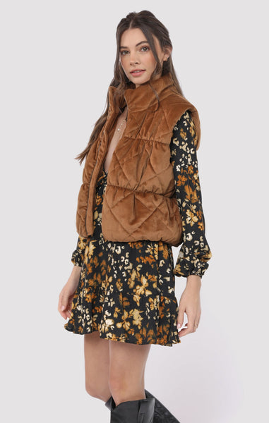 Cosmic Quilted Vest - Brown