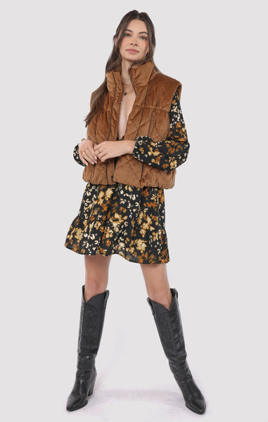 Cosmic Quilted Vest - Brown