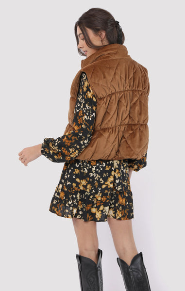 Cosmic Quilted Vest - Brown